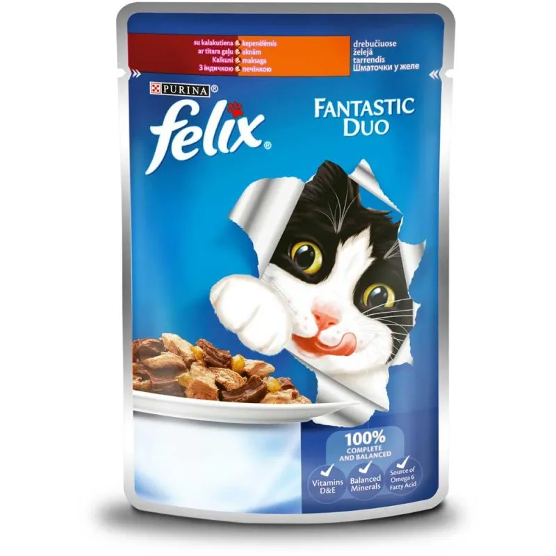Felix Fantastic Duo пауч для котів в желе (індичка&печінка), 100 г