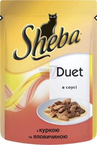 Sheba Duet пауч шматочки в соусі (курка&яловичина), 85 г