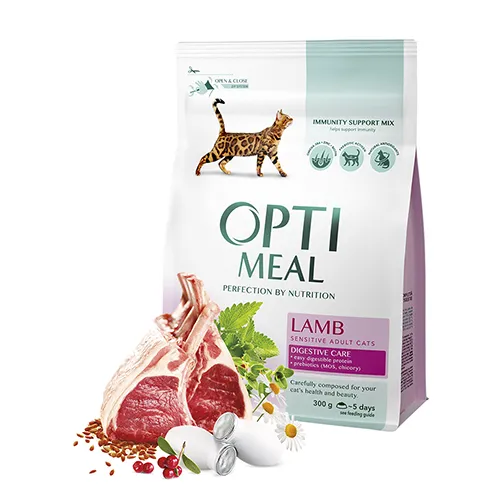 Optimeal+ для котів з чутливим травленням (ягня), 300 г