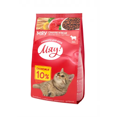 Мяу сухий для котів м'ясний 0,9кг