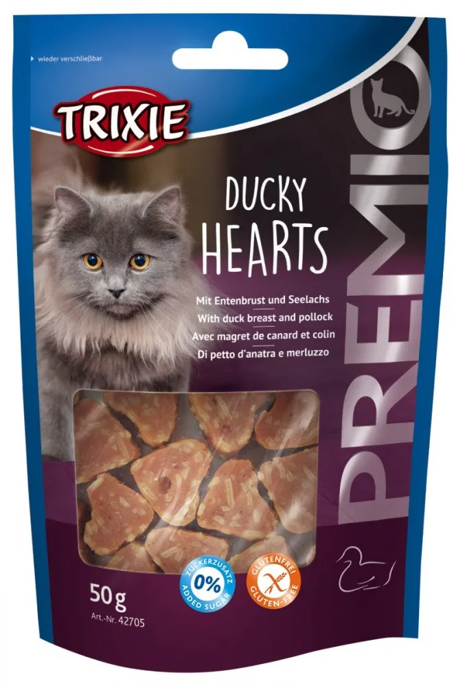 42705 Ласощі для котів Trixie Premio Hearts качка, минтай 50г