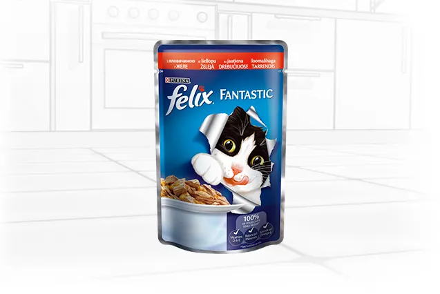 Felix Fantastic пауч для котів в желе (яловичина), 100 г