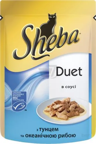 Sheba Duet пауч шматочки в соусі (тунець&океанічна риба), 85 г