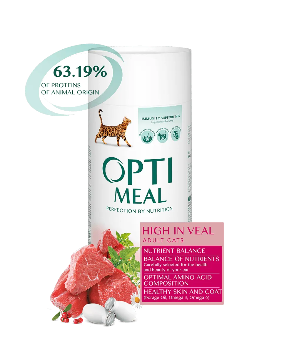 Optimeal+ для дорослих котів (телятина), 650 г