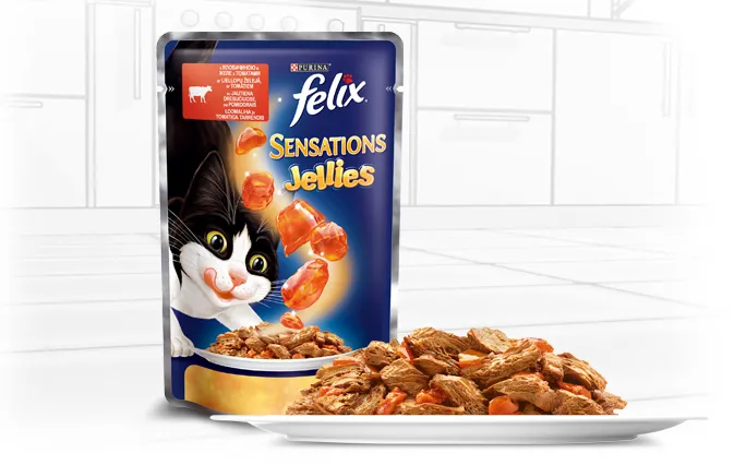Felix Sensations пауч для котів в желе (яловичина&томат), 100 г