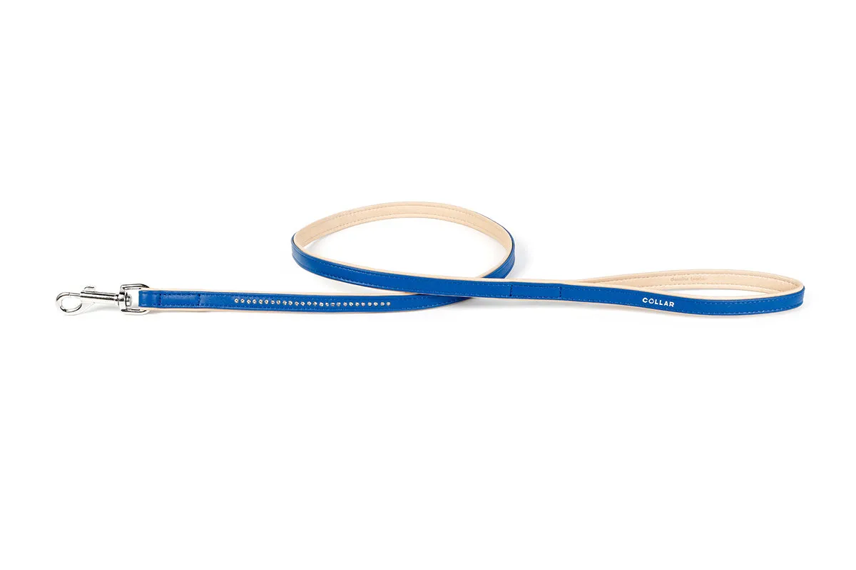 CoLLaR Brilliance повідець зі стразами малими (синій), W 13 мм, L 122 см