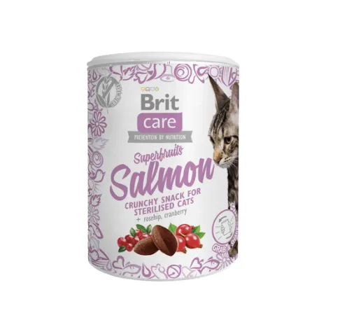 Ласощі Brit Care Snack Superfruits Salmon з лососем для стерилізованих котів 100г