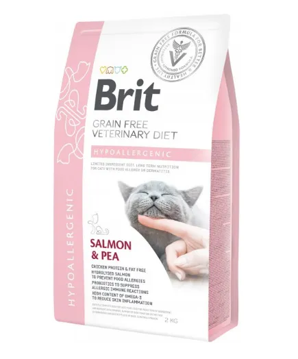 Brit GF Veterinary Diets Cat Hypoallergenic Salmon & Pea 2кг