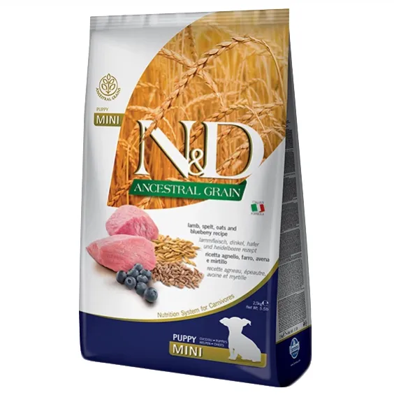 Farmina Dog N&D Low Grain Lamb&Blueberry Puppy Mini з ягням та чорницею для цуценят 2.5kg 33703