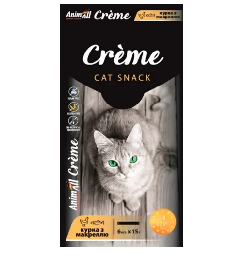 AnimAll Creme для котів зі смаком курки з макреллю 6*15г