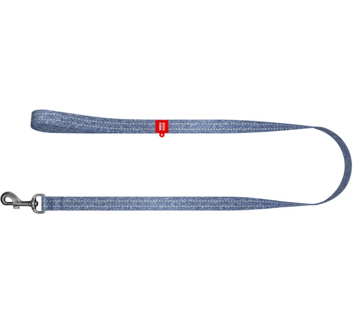 401612 Повідець WAUDOG Re-cotton з відновленої бавовни, світловідбив. L-XXL Ш 25мм Д 150см синій