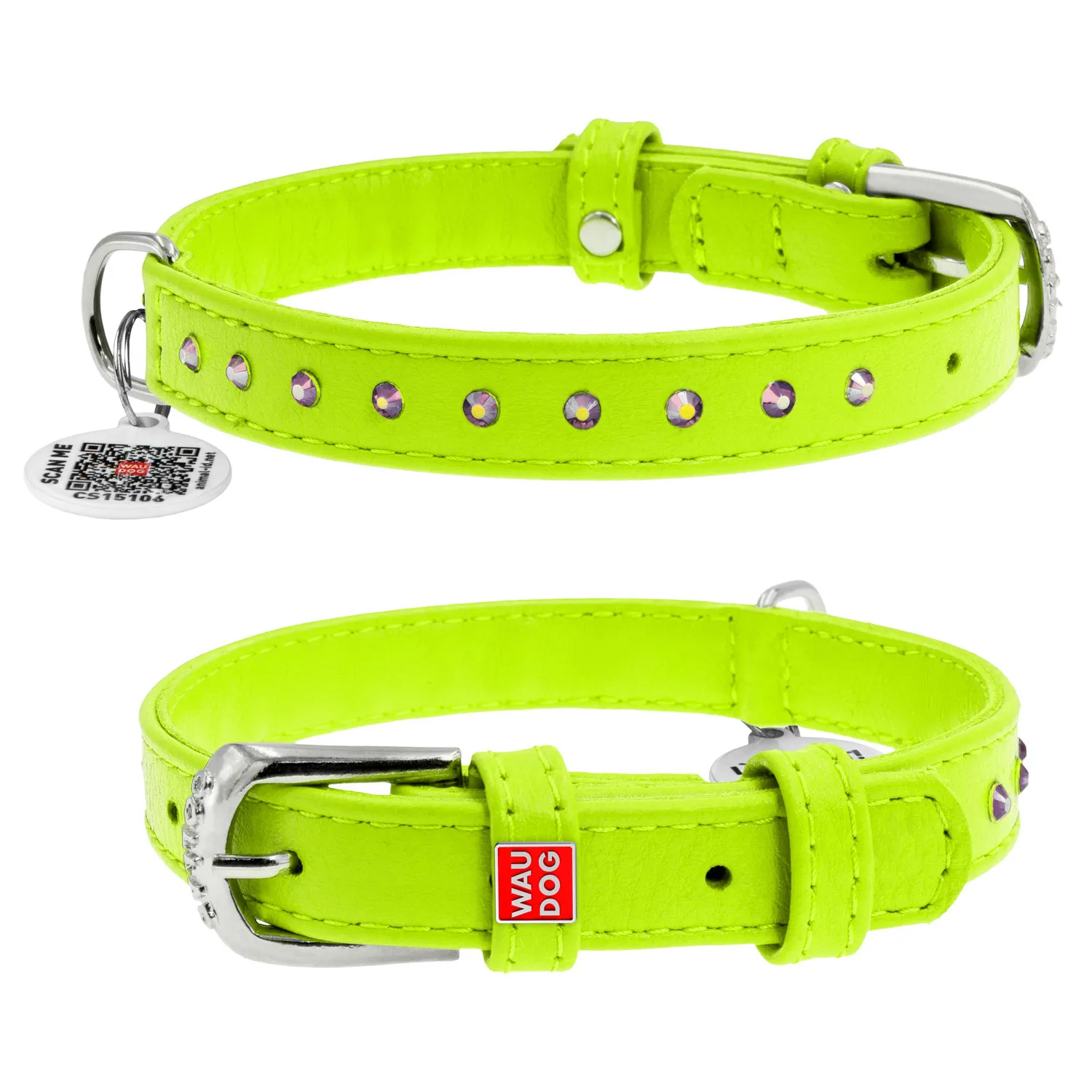 32545 Нашийник "CoLLaR GLAMOUR" з клей.стразами (шир.9мм, довж.22-30см) салатовий