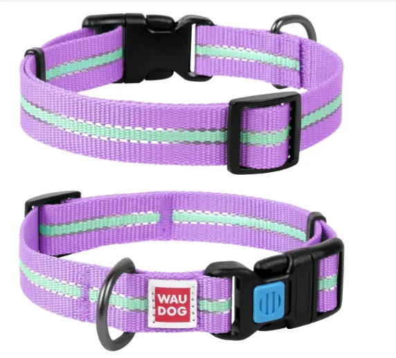 45629 Нашийник WauDog Nylon світлонакопичувальний (шир.15мм. 23-35см) фіолетовий