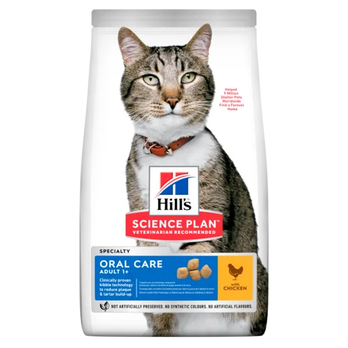 Hill's SP Fel Adult OralCare Ch- для зменшення зубного нальоту та каменю в дорослих кішок курка, 1,5кг