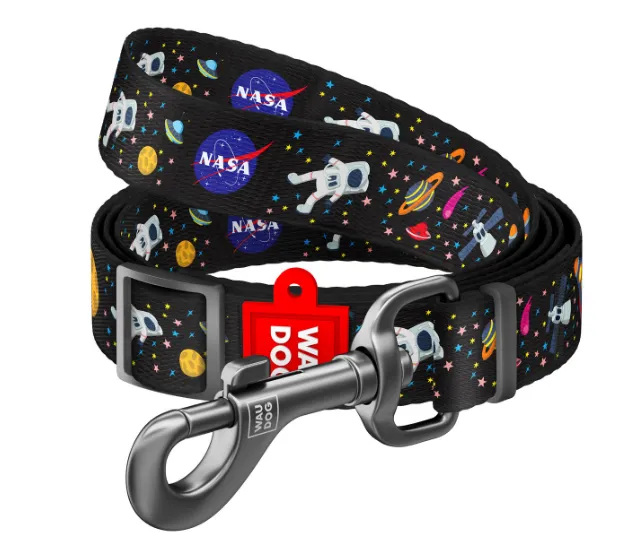 5313 Повідець WAUDOG Nylon регульований, малюнок "NASA" Ш 20мм, Д 152-183см