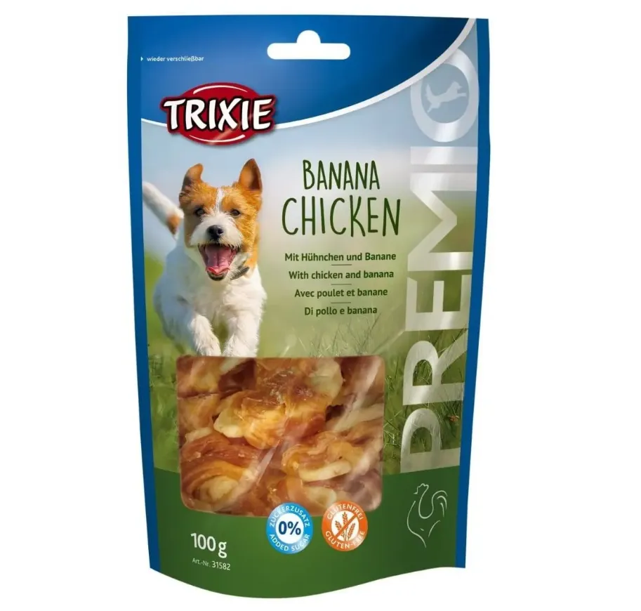 31582 Ласощі для собак Trixie Premio Banana & Chicken курка, банан 100г