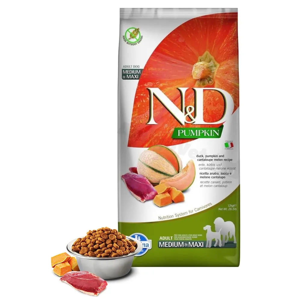 Farmina Dog N&D Grain Free Pumpkin Duck & Cantaloupe Adult Medium & Maxi качка та диня для великих порід 1кг 38968