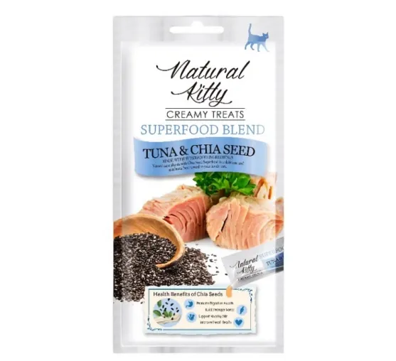 Крем-снек для котів Natural Kitty Creamy Treats Tuna & Chia seed тунець & нас. чіа 4*12г OTU15401