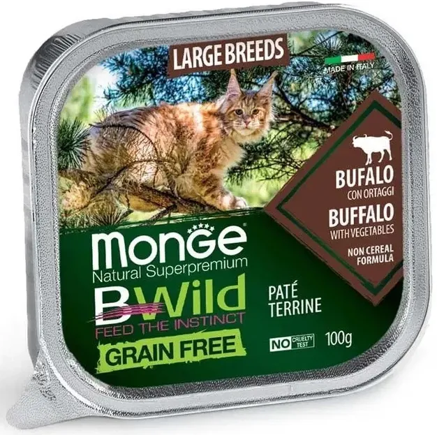 MONGE BWild CAT Консервований корм для котів, буйвол/овочі, 100гр