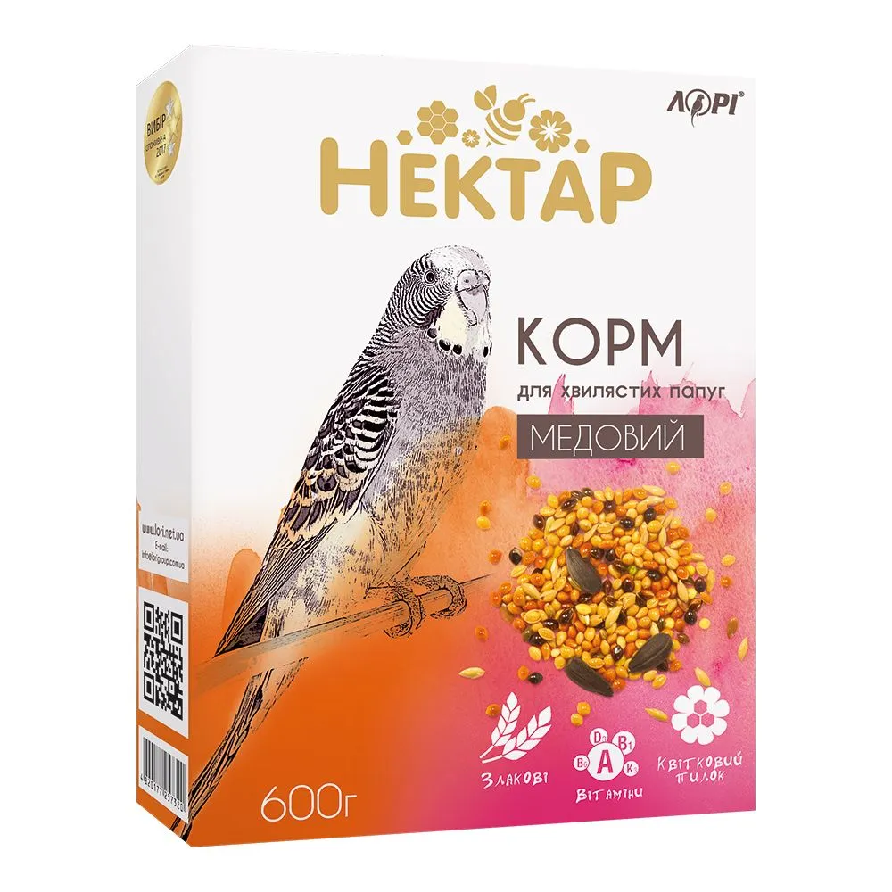 Корм для хвилястих папуг "НЕКТАР" медовий, 500 г		