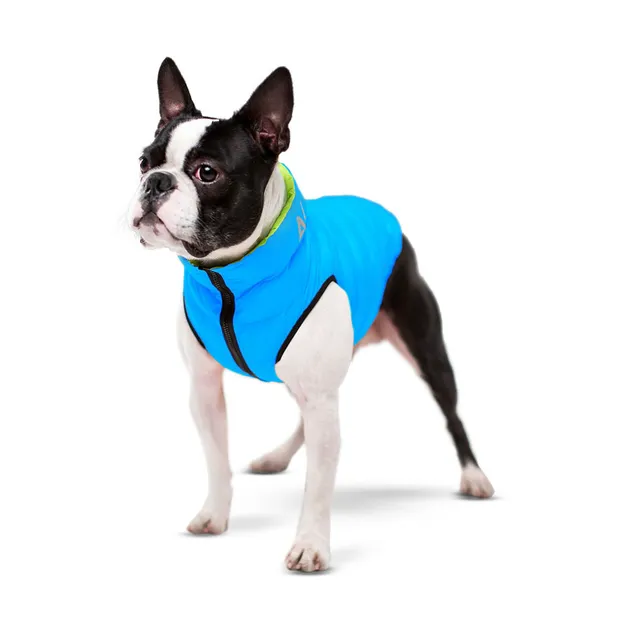 Двостороння куртка AiryVest XS22 для собак, салатово-блакитна