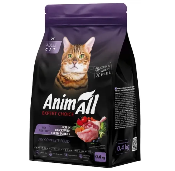 Сухий корм AnimAll для котів з індичкою та качкою 0.4кг