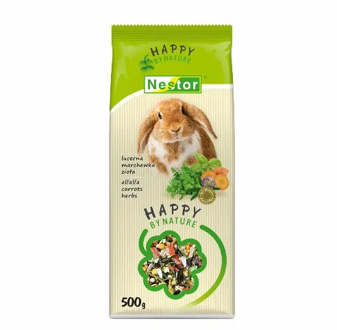Nestor Happy by Nature Корм для кроликів з люцерною, морквою та травами 500г 3063