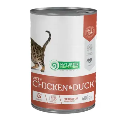 Консервований корм для котів Nature's Protection Adult Sterilized Chicken & Duck (курка & качка для стерил.) 400г