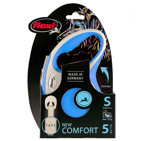 43530 Повідець-рулетка New Comfort S, стрічка 5м/12кг синій