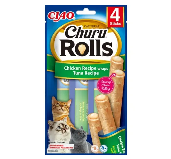 Ласощі для котів INABA Churu Rolls курка/тунець 4*10г EU731