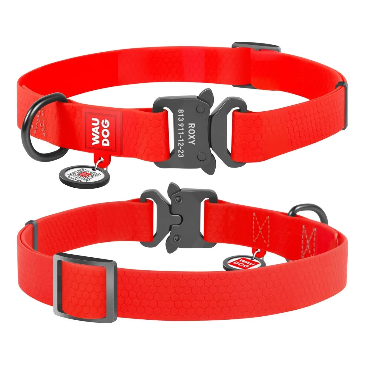 28003 Нашийник WAUDOG Waterproof, водостійкий, металева пряжка (ширина 15 мм, довжина 23-35 см) червоний