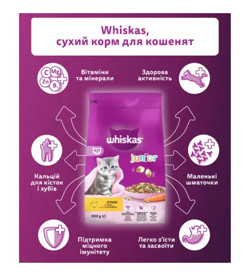 Віскас сухий 300г для кошенят курка