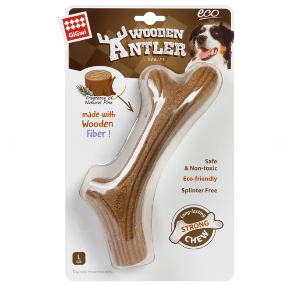 2343 Іграшка для собак Ріг жувальний GiGwi Wooden Antler, дерево, полімер, L