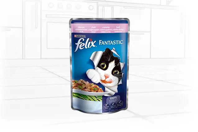 Felix Fantastic пауч для котів в желе (форель&зелений горошок), 100 г