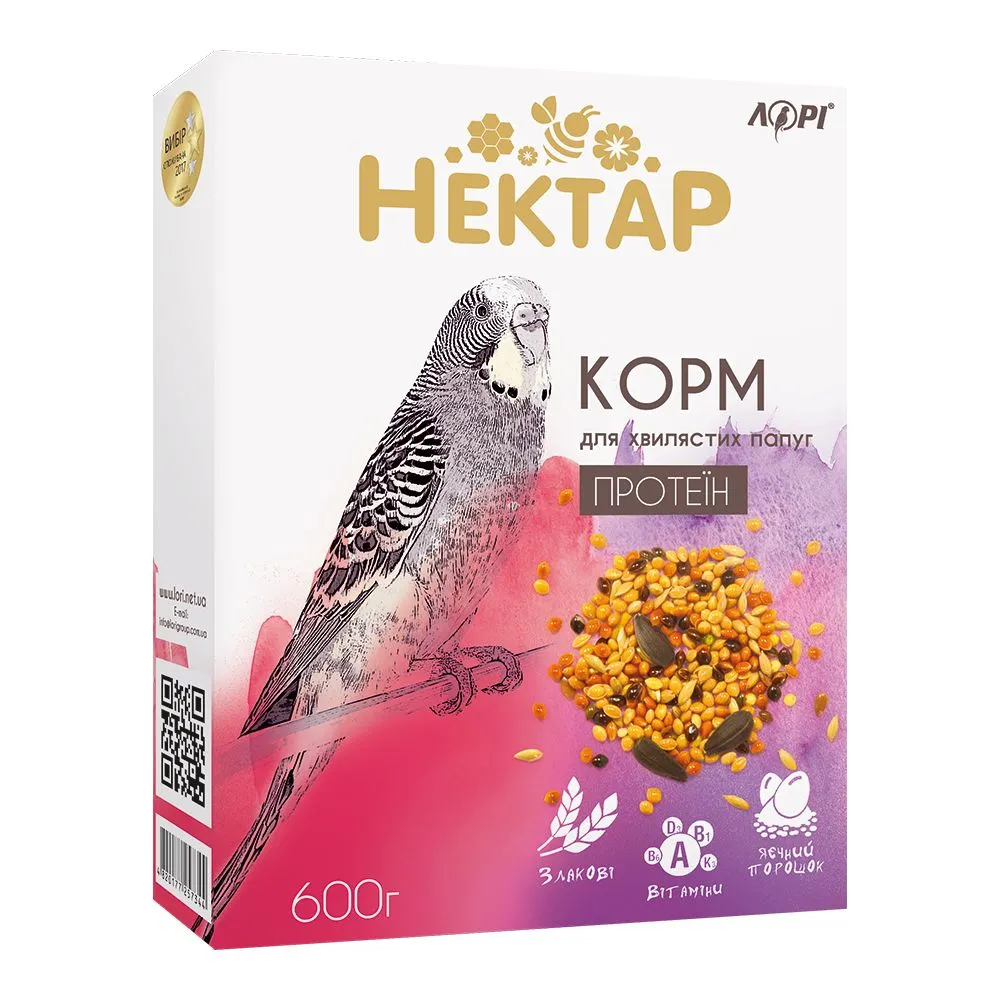 Корм для хвилястих папуг "НЕКТАР" протеїн, 600 г		