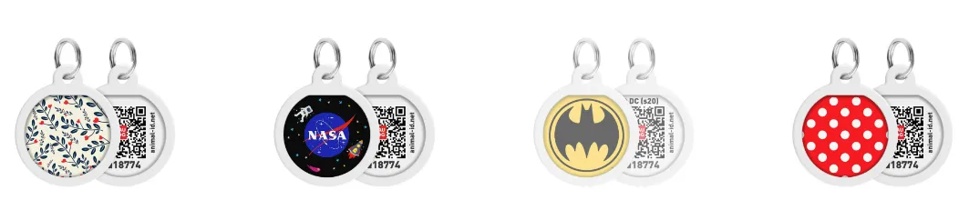 0625 Адресник металевий WAUDOG Smart ID з QR паспортом, малюнок в асорт., круг, Д 25мм