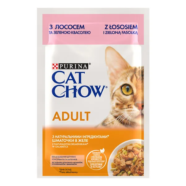 CatChow Adult лосось та зел. квасоля в желе 85г