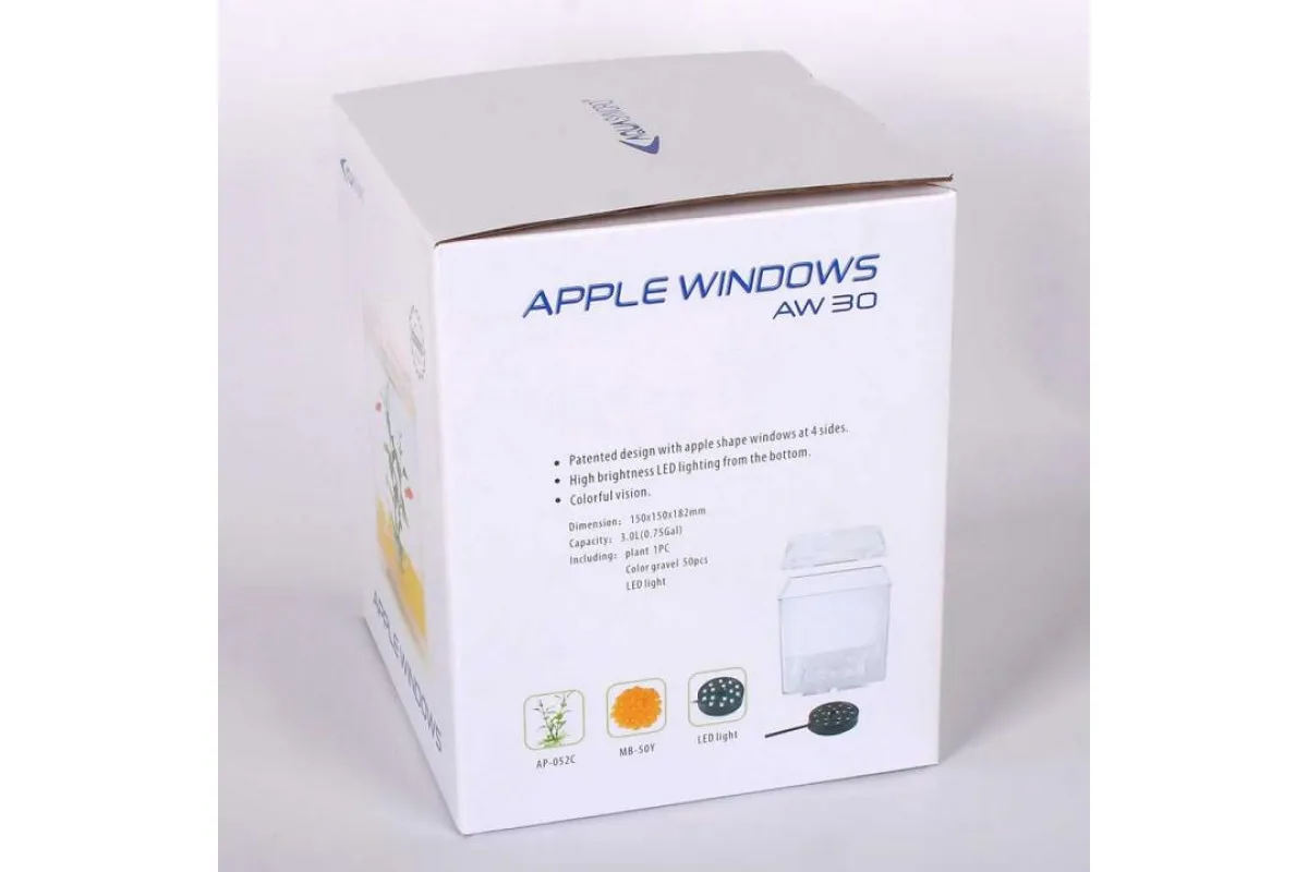 Resun Акваріум акриловий APPLE Windows AW-30, 15 х 15 х 18,2 см, 3 л