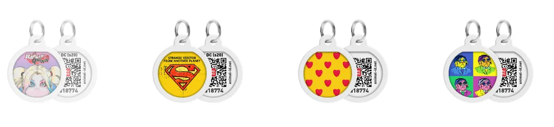 0625 Адресник металевий WAUDOG Smart ID з QR паспортом, малюнок в асорт., круг, Д 25мм