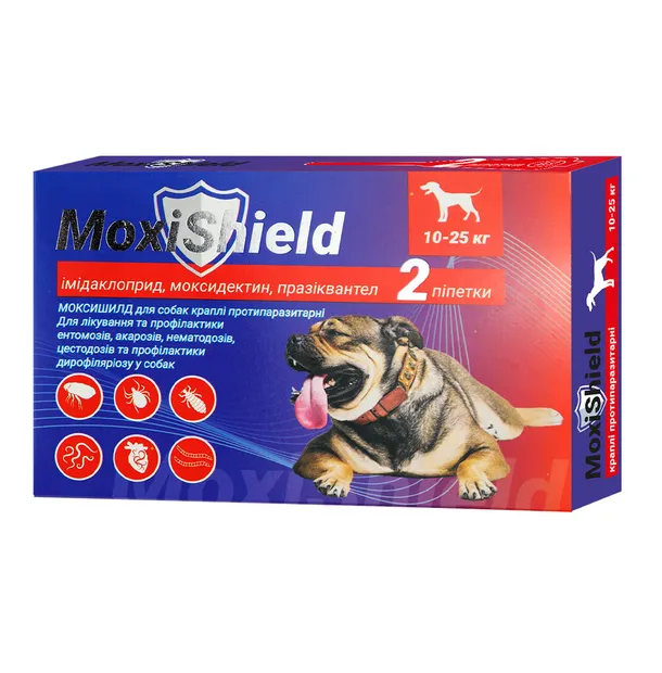 Краплі інсектоакарицидні MoxiShield для собак 10-25кг