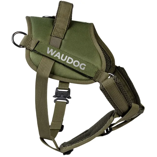 689231 Шлея WAUDOG PRO-2 для службових собак, світловідбивна, метал. фастекс М, B 55-75см хакі
