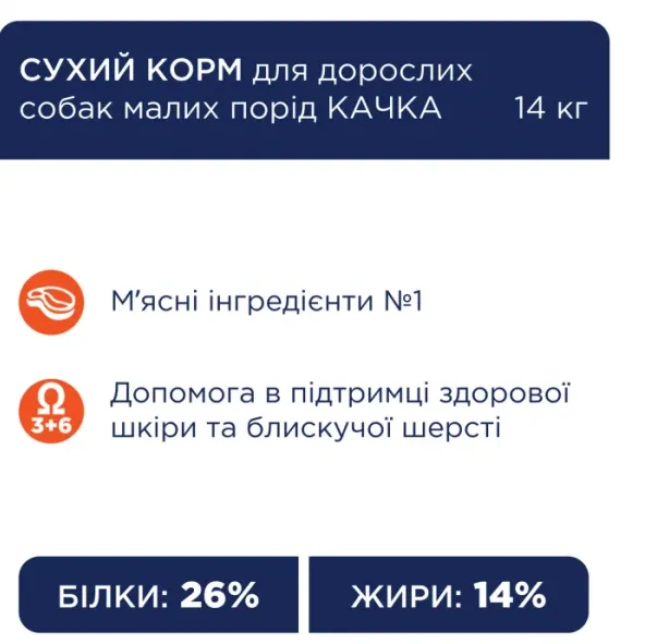 К4Л сухий корм для собак малих порід з качкою 2кг
