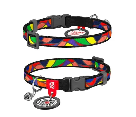 5265 Нашийник  для котів WAUDOG Nylon з малюнком "Вітраж", пласт. фастекс Ш 10мм Д 20-30см