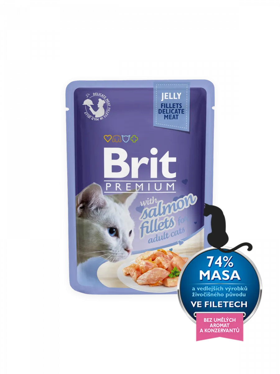 Brit Premium Cat pouch (філе лосося  в желе) 85g