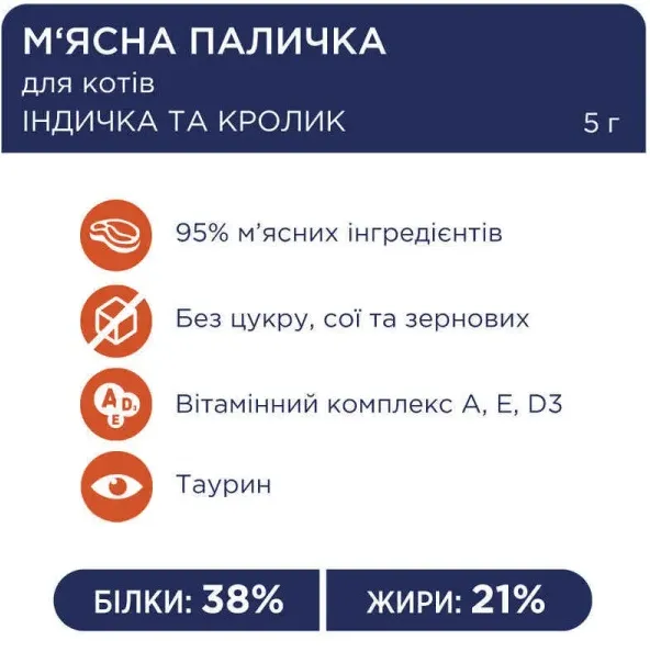 К4Л М'ясна паличка індик/кролик 5г 1шт