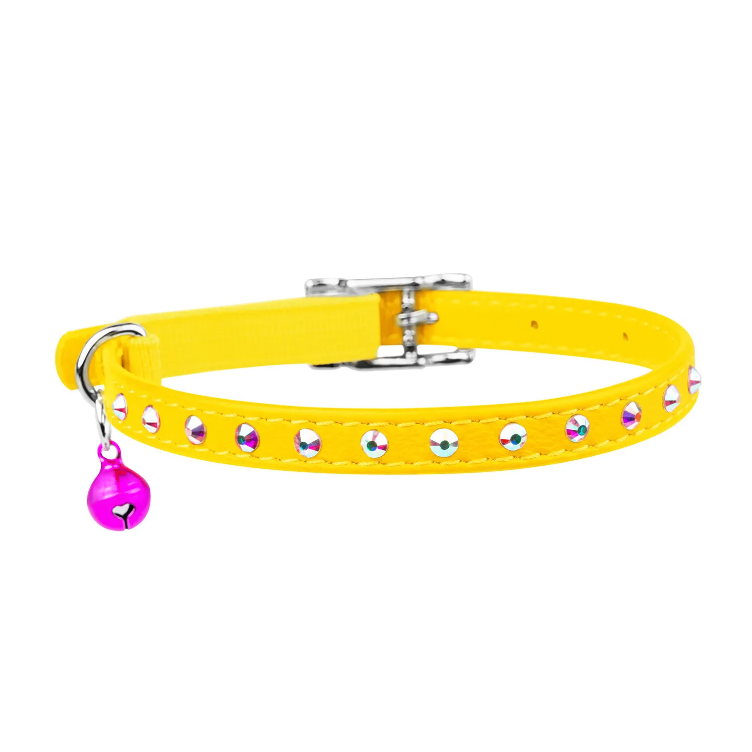 32508 Нашийник "CoLLaR GLAMOUR" з клей.стразами (шир.9мм, довж.18-21см) Жовтий