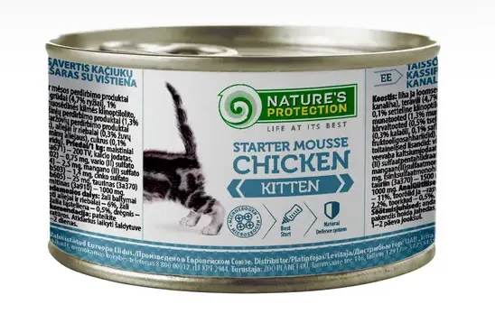 Консервований корм для котів Nature's Protection Kitten Starter Mousse Chicken (паштет з куркою для кошенят), 200г