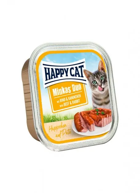 70174 Happy Cat Duo Rind & Kaninchen 100г вологий корм для котів у вигляді паштету в соусі з яловичиною та кроликом