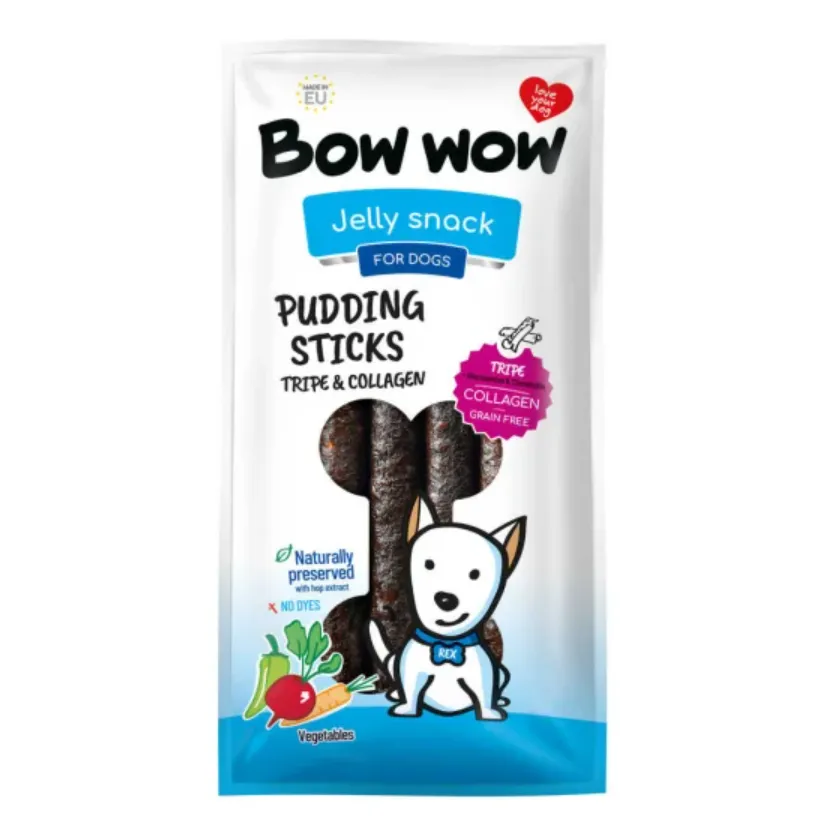 STICK банка ТРУБКА Bow Wow пудингові палички з рубця, колагену та овочей 27-30см 6шт F363K