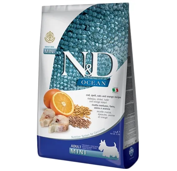 Farmina Dog N&D Low Grain Ocean Cod&Orange Adult Mini з тріскою та апельсином для малих порід 2.5kg 36599